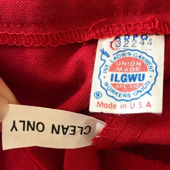 Vintage Red A Line Skirt Knee Length Union Made Size XS - Picture 8 of 8
